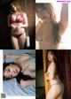 A collage of four pictures of a woman in lingerie.